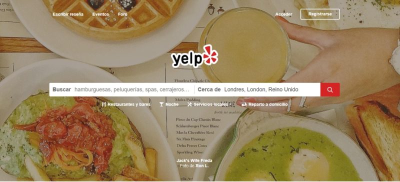 búsqueda de datos de personas en Yelp
