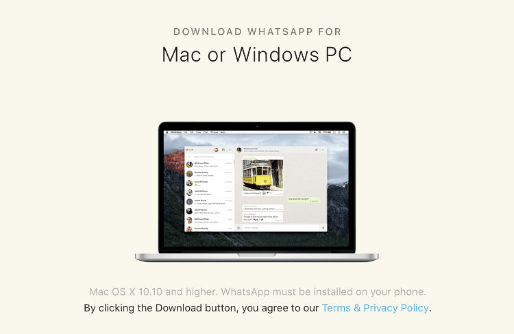 descargar whatsapp para pc, windows o mac