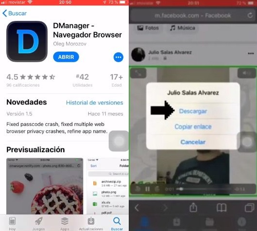 Descarar vídeo de facebook en Iphone 