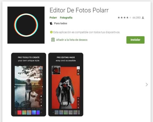 Editor de fotos Polarr