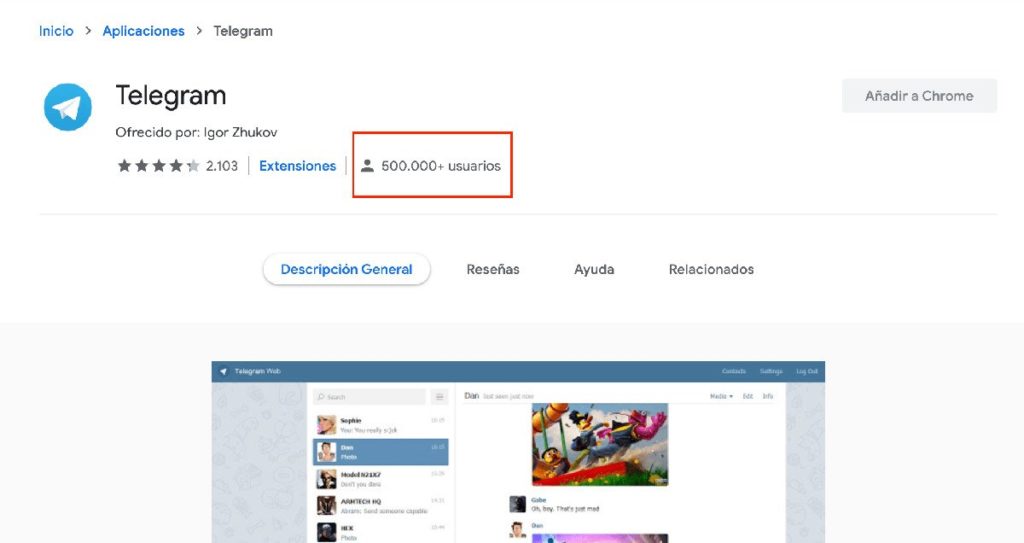 extension navegador chrome telegram