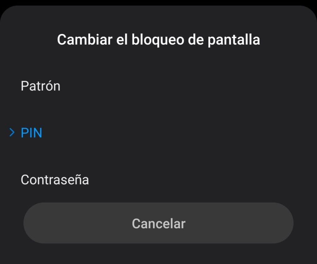elegir tipo de seguridad en android