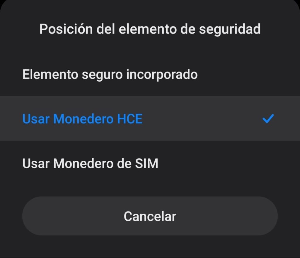 configurar monedero hce pagos nfs