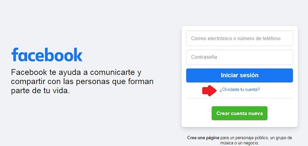Recuperar contraseña para entrar a facebook