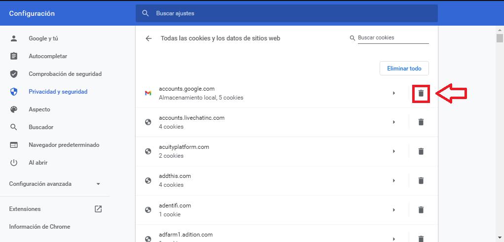 Cómo borrar cookies específicas