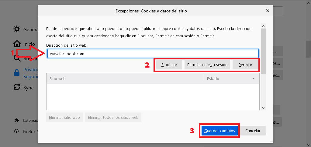 Cómo configurar las cookies en Mozilla Firefox