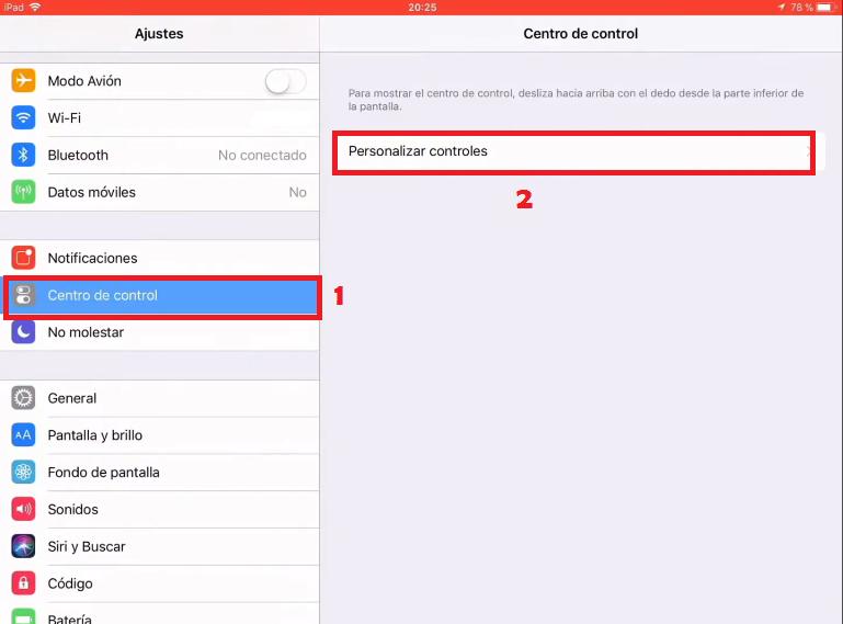 Cómo incluir la grabación de pantalla en el centro de control
