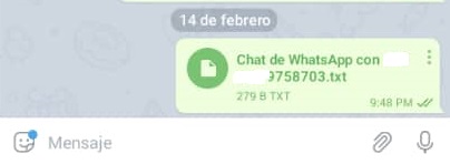 Archivo de texto enviado de Whatsapp a Telegram