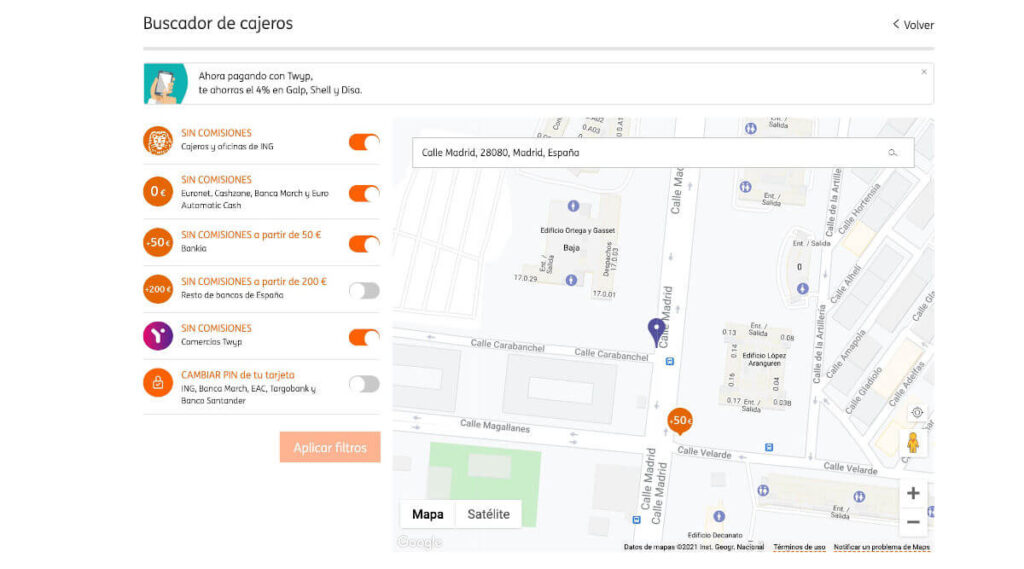 buscador de cajeros de ing direct