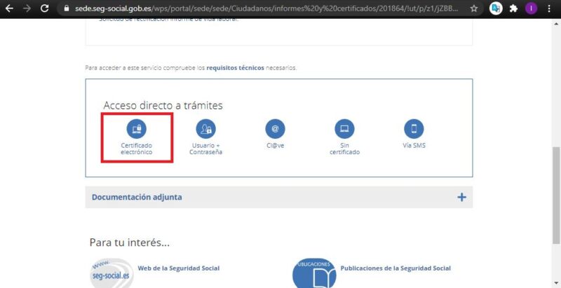 Apartado para acceder con el DNI electrónico