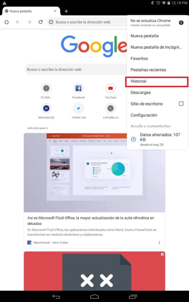 Barra de herramientas de Chrome
