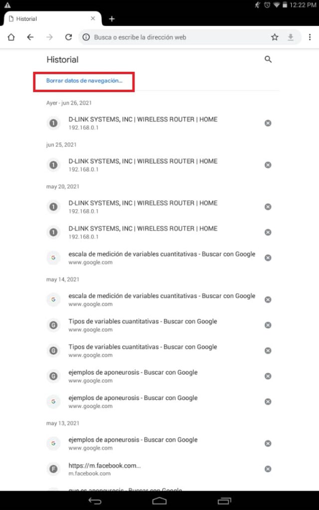 Historial de Chrome
