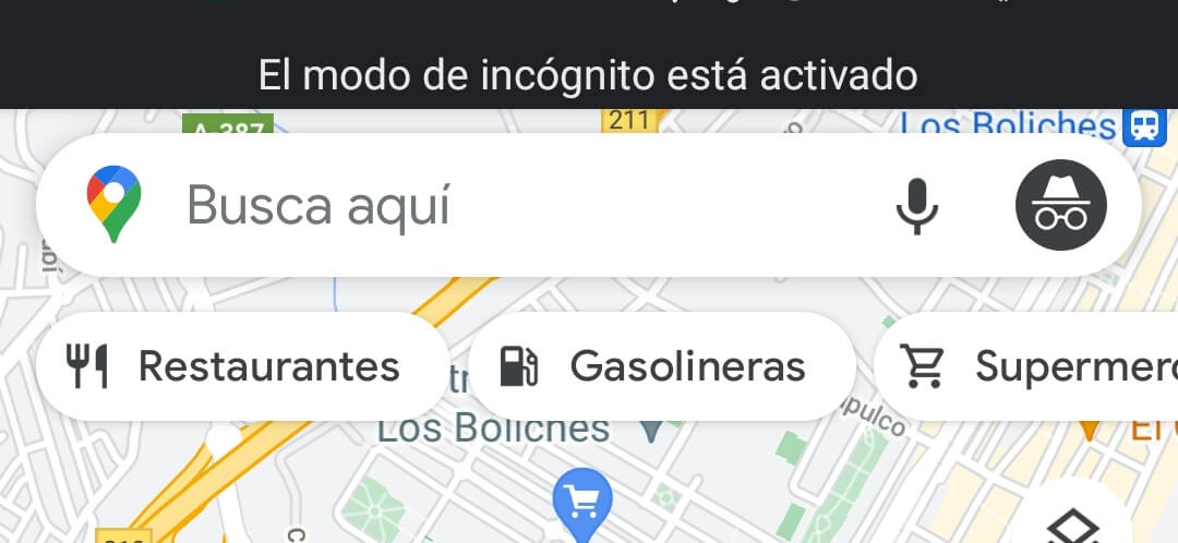 modo incognito de google maps