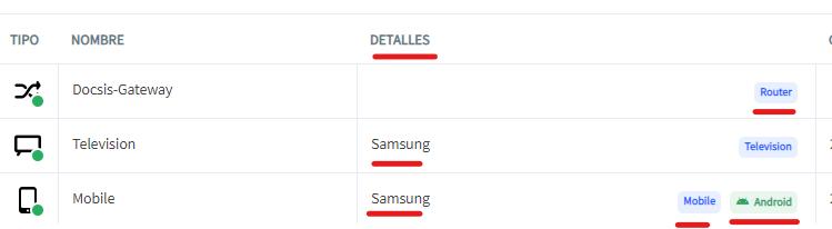 tipo de dispositivo en Fing