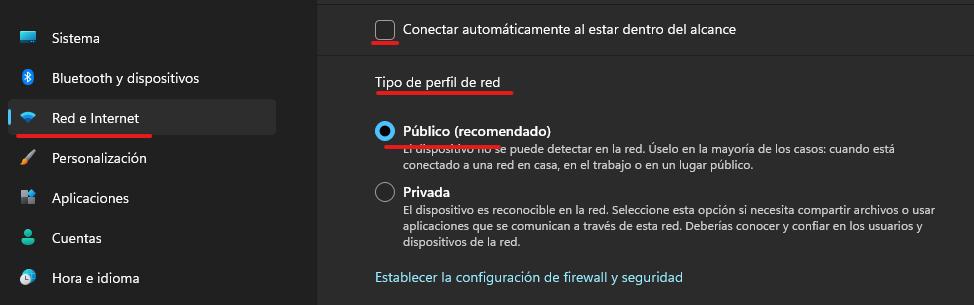 cómo cambiar de perfil de red en Windows 11