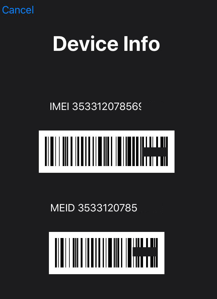 ver codigo IMEI en iPhone