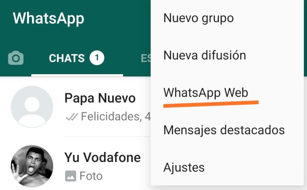 abrir menu whatsapp web