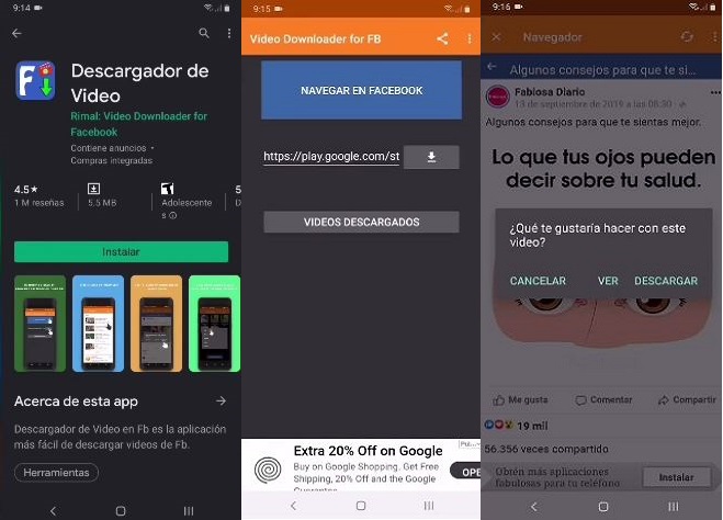 Descargar vídeos de Facebook en Android