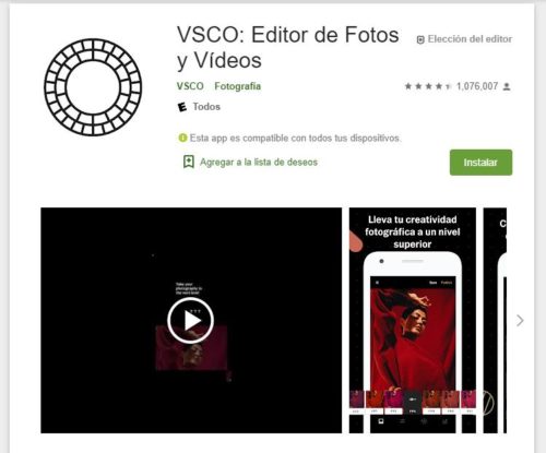 VSCO editor de fotos