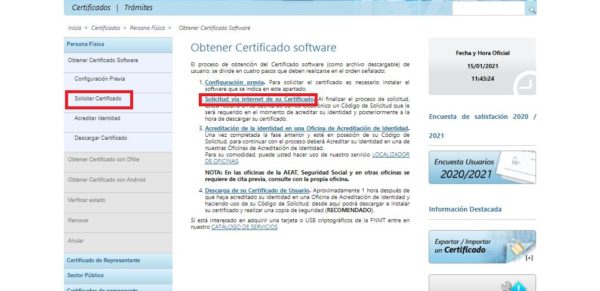 Solicitar el certificado digital FNMT