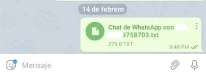 Archivo de texto enviado de Whatsapp a Telegram